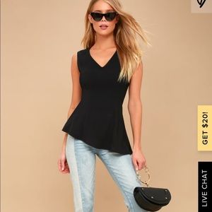 Lulus asymmetrical hem sleeveless black top SZ S